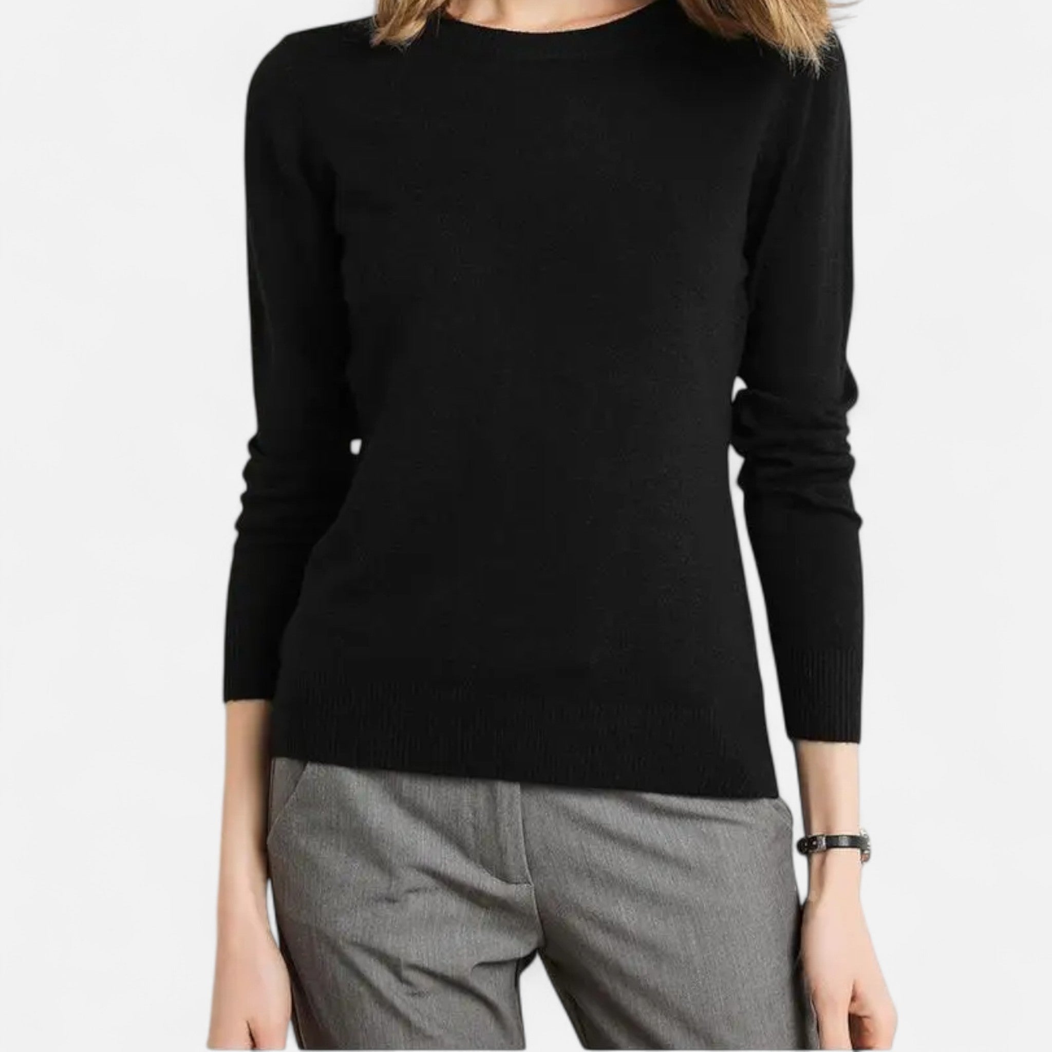 Elvaine | Women’s Merino Sweater – Classic O-Neck Elegance