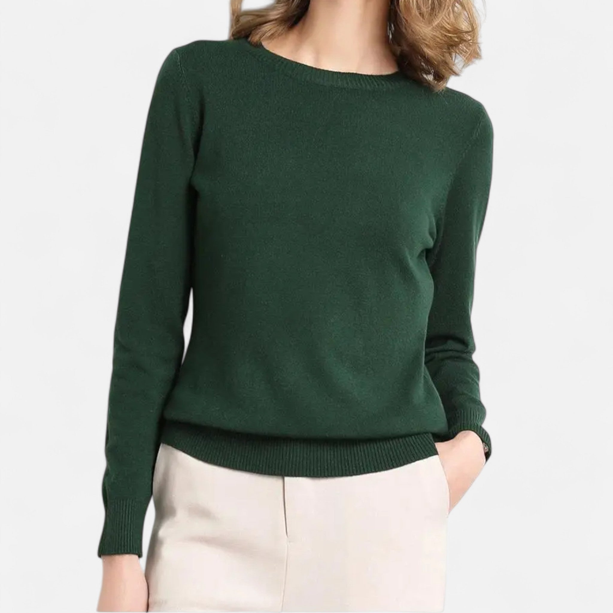 Elvaine | Women’s Merino Sweater – Classic O-Neck Elegance