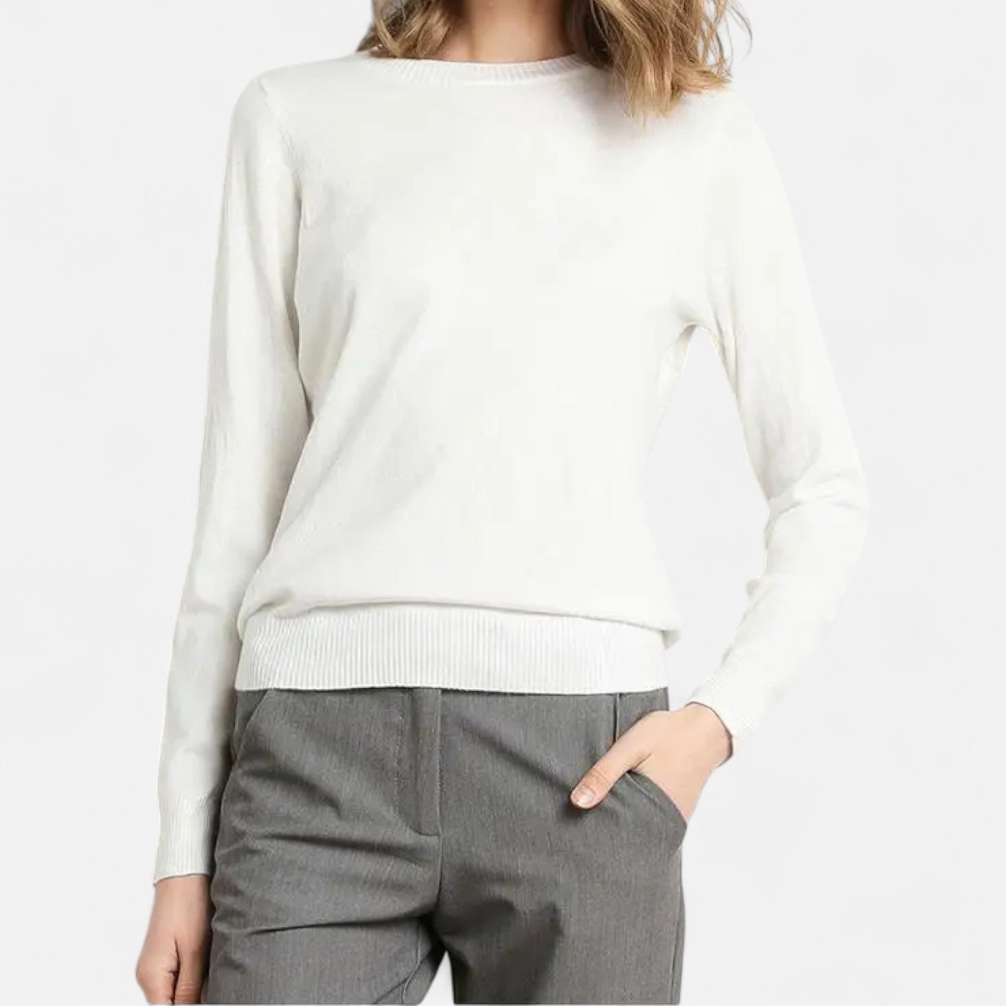 Elvaine | Women’s Merino Sweater – Classic O-Neck Elegance
