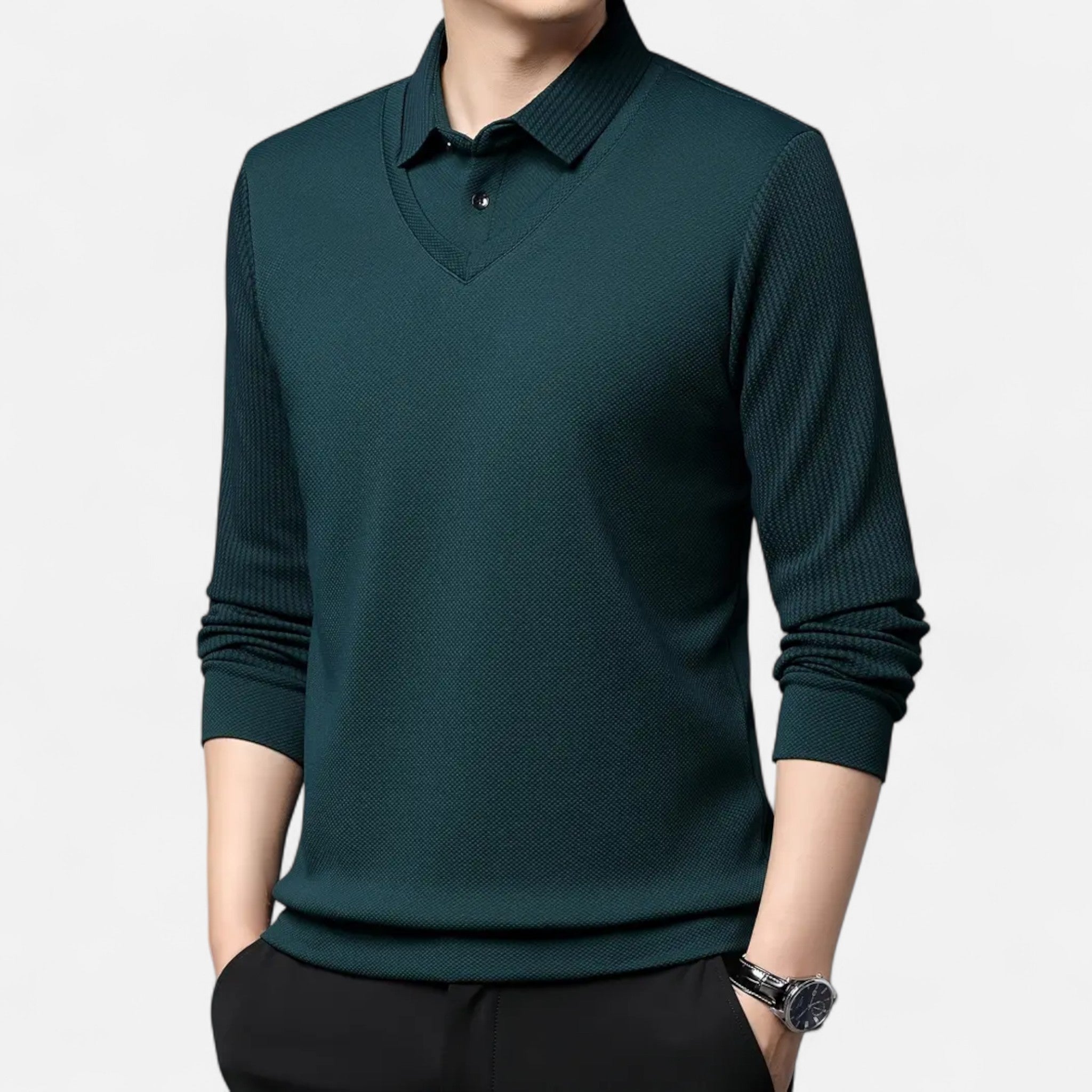 Elvaine | Men’s Long Sleeve Shirt – Refined Two-Piece Style