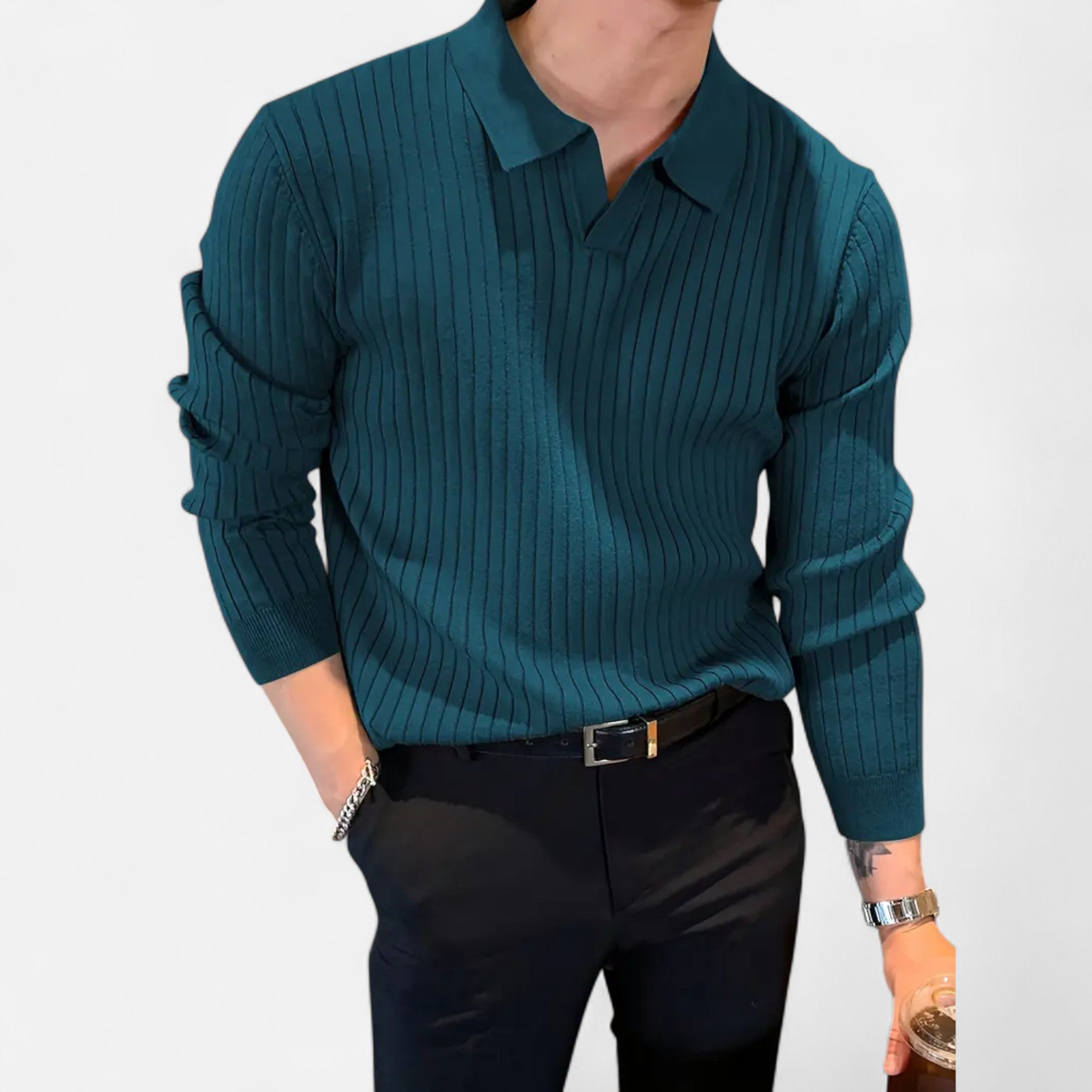 Elvaine | Men’s Polo Knit – Refined Autumn Classic