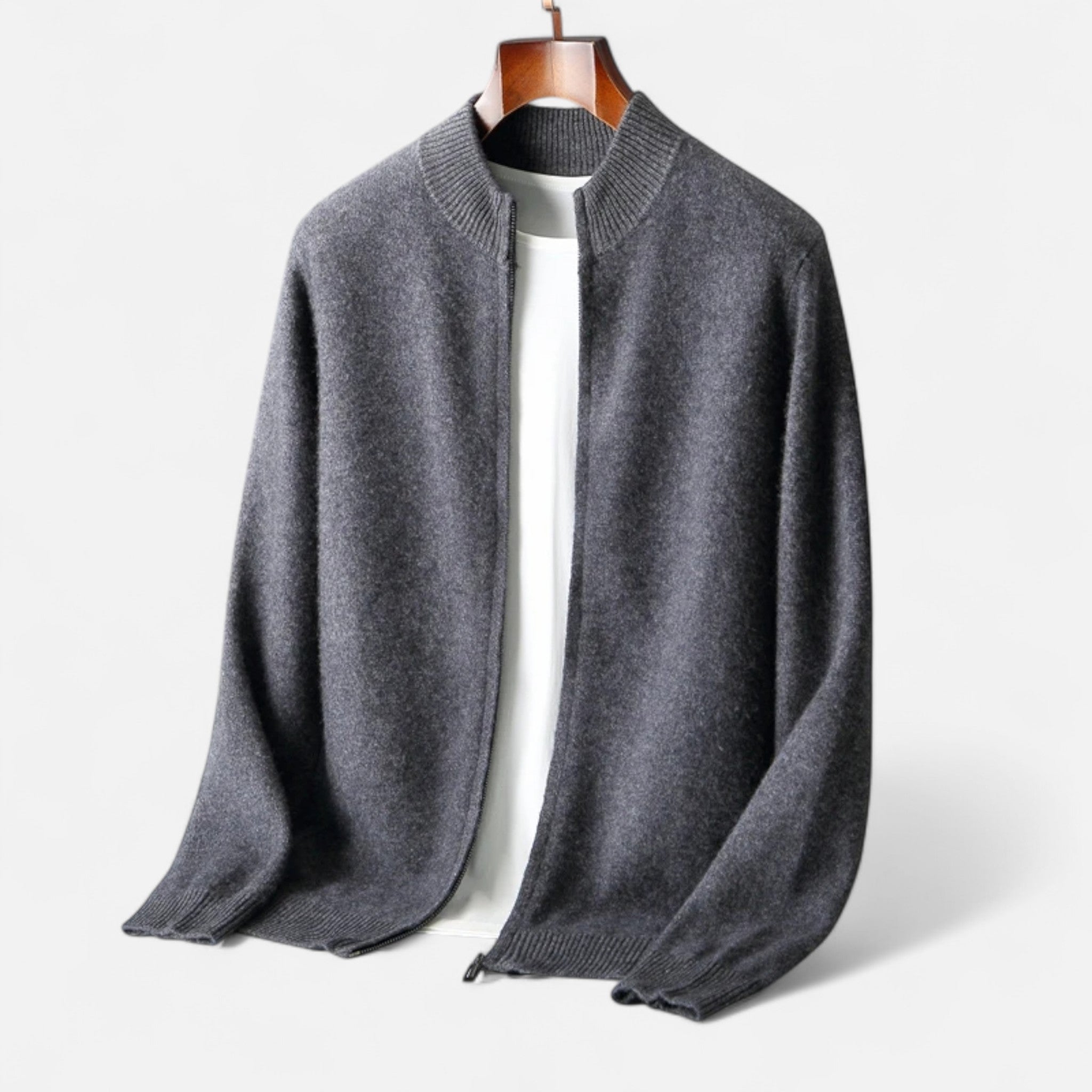 Elvaine | Men’s Merino Cardigan – Mock Collar Heritage Knit
