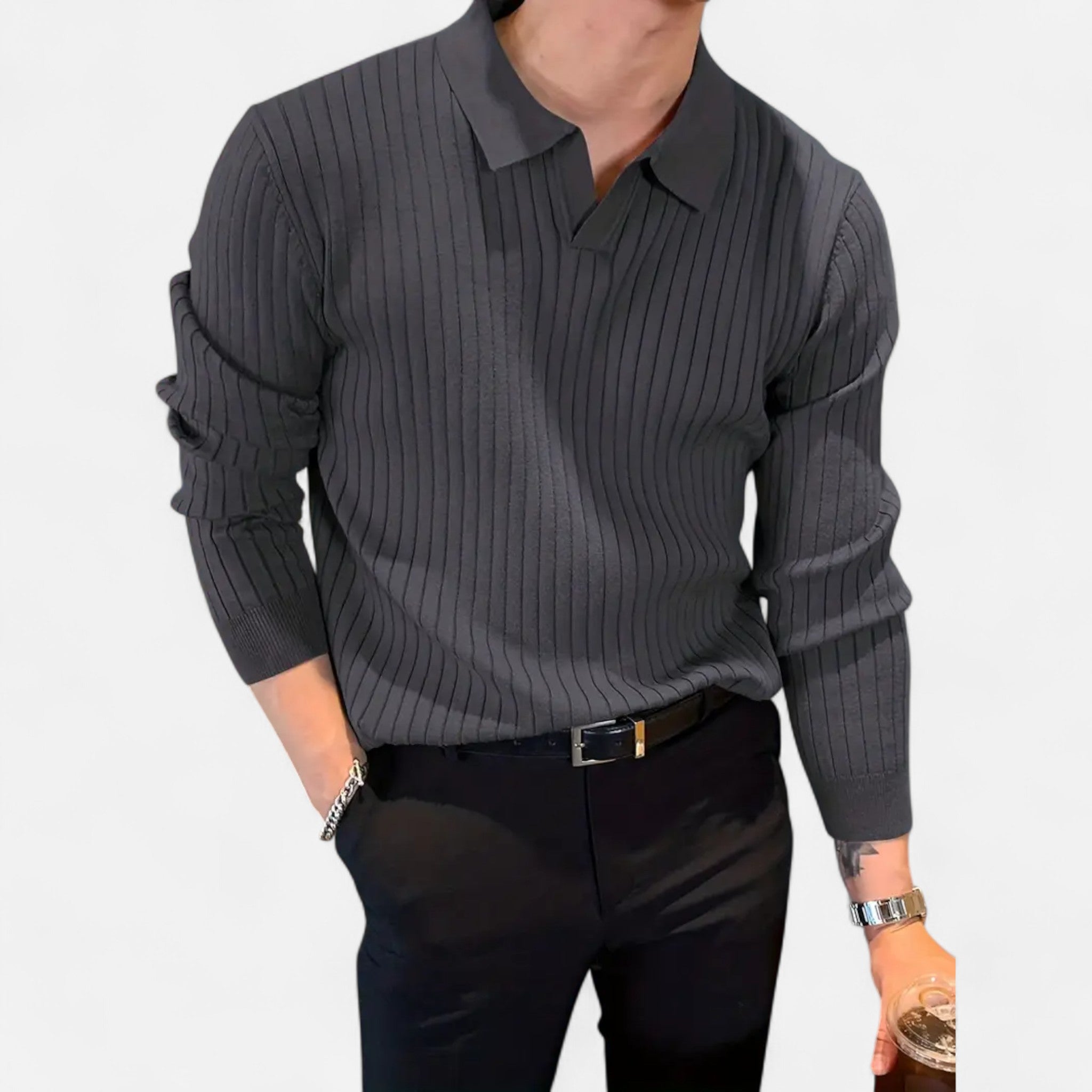 Elvaine | Men’s Polo Knit – Refined Autumn Classic