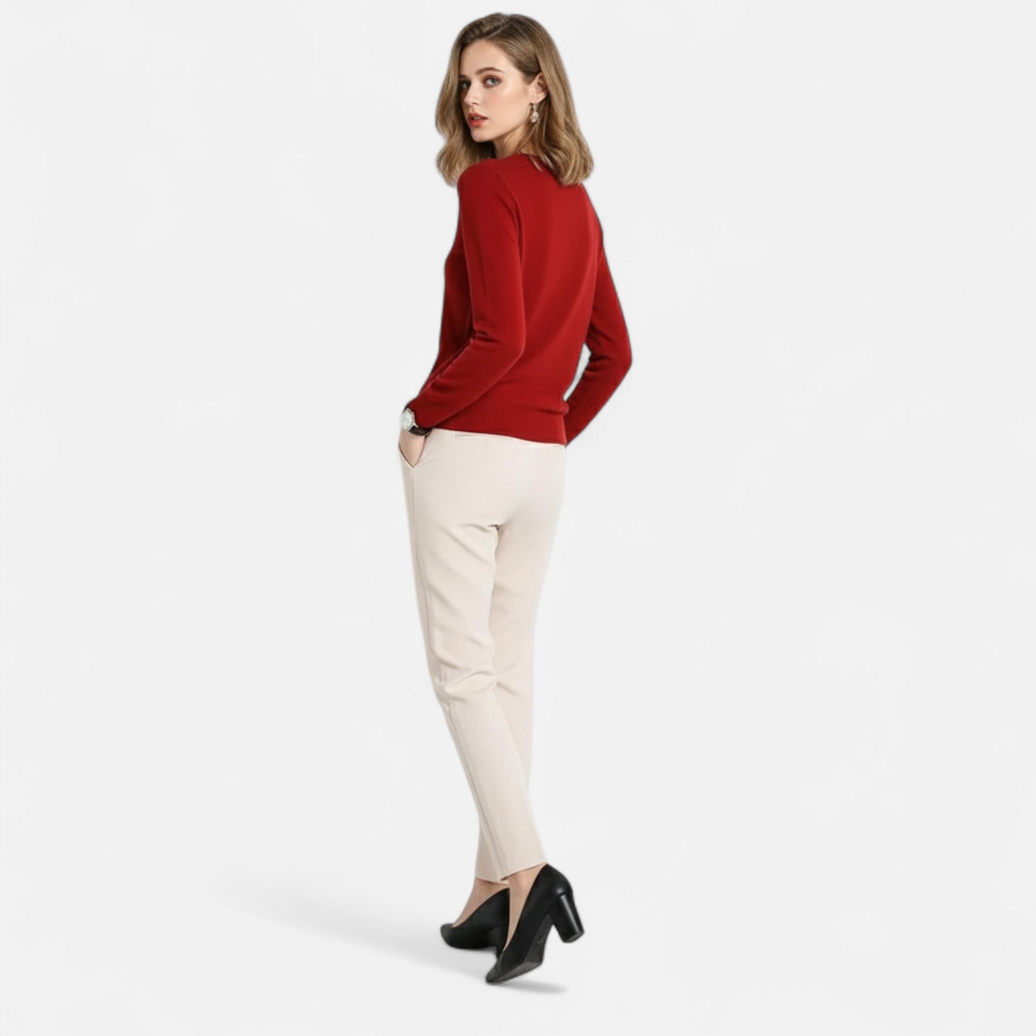 Elvaine | Women’s Merino Sweater – Classic O-Neck Elegance