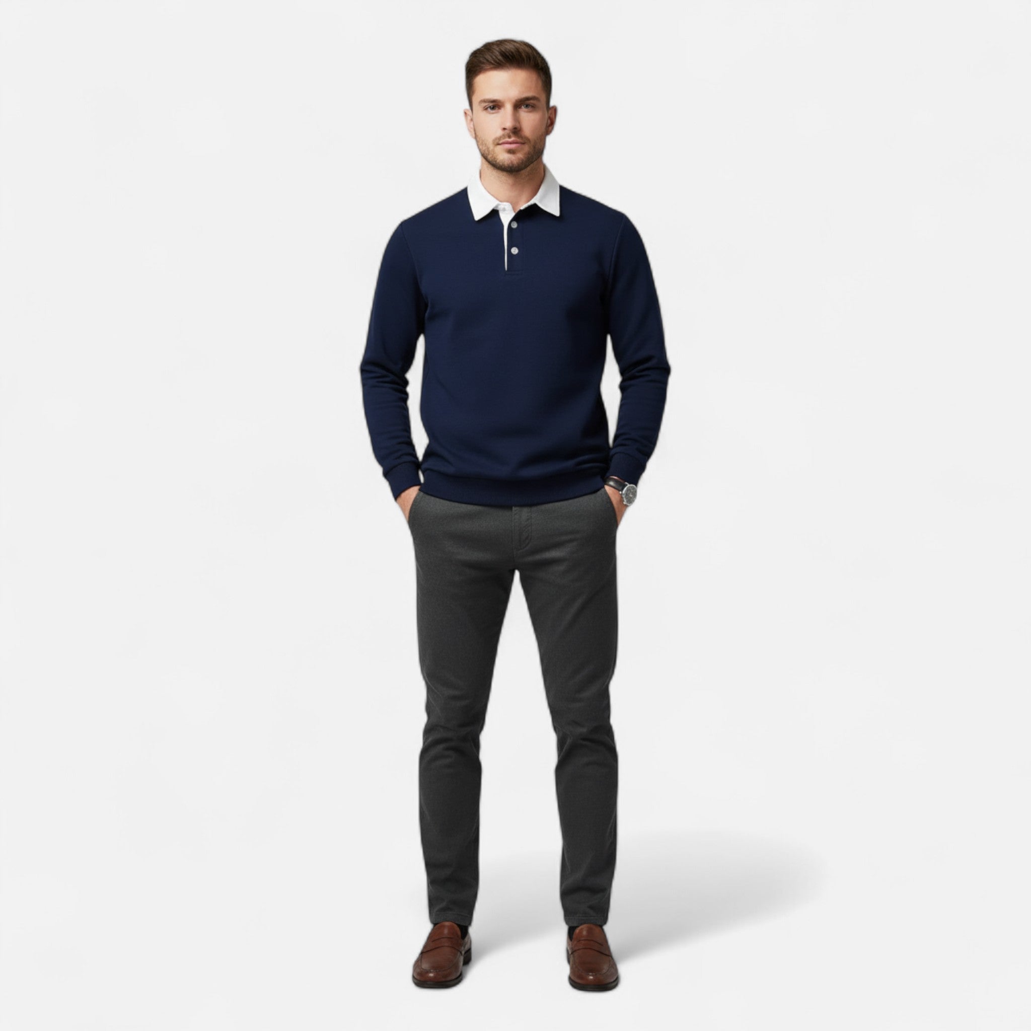 Elvaine | Men’s Long-Sleeve Polo – Refined Outdoor Style