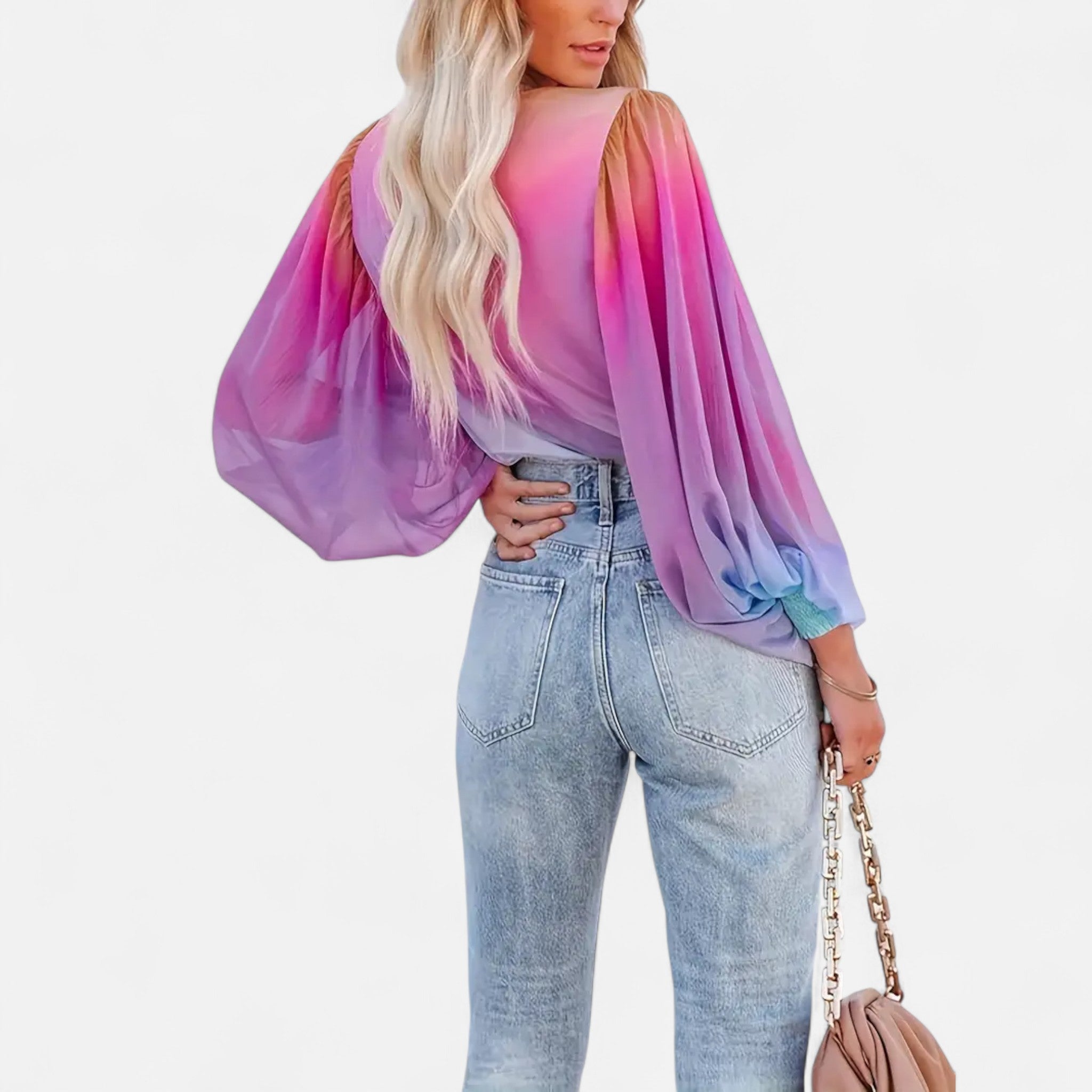 Elvaine | Women’s Chiffon Blouse – Gradient Spring Elegance