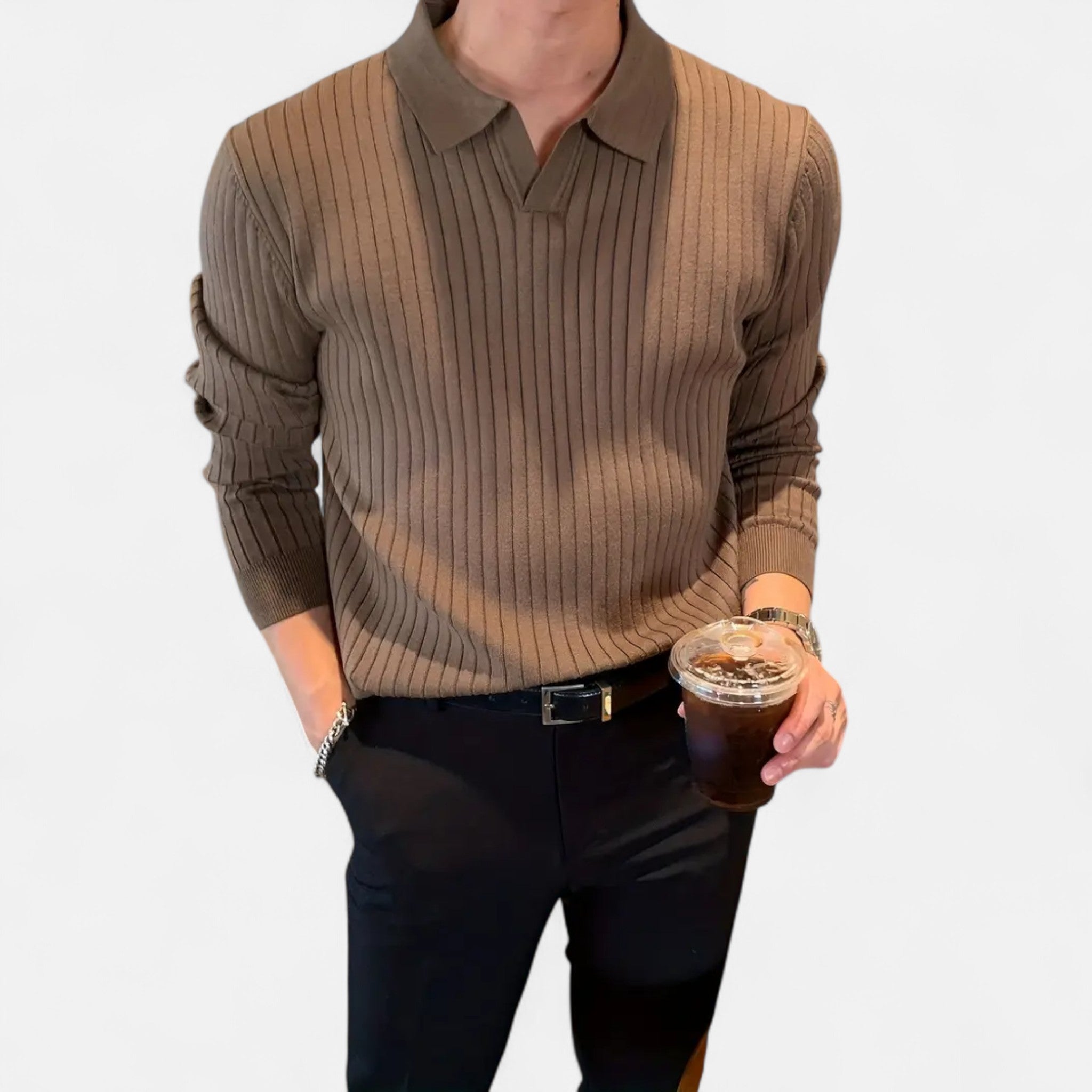 Elvaine | Men’s Polo Knit – Refined Autumn Classic
