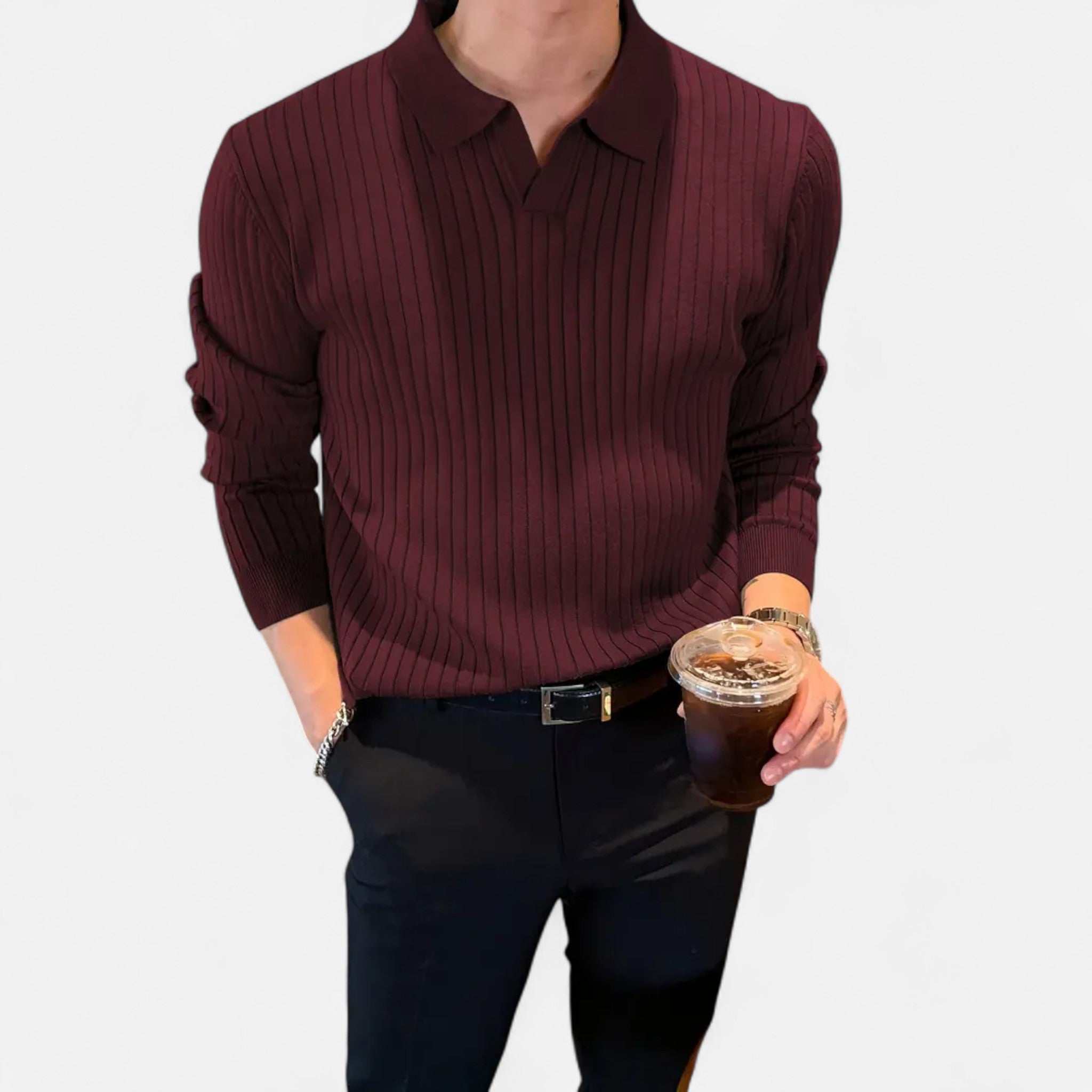 Elvaine | Men’s Polo Knit – Refined Autumn Classic