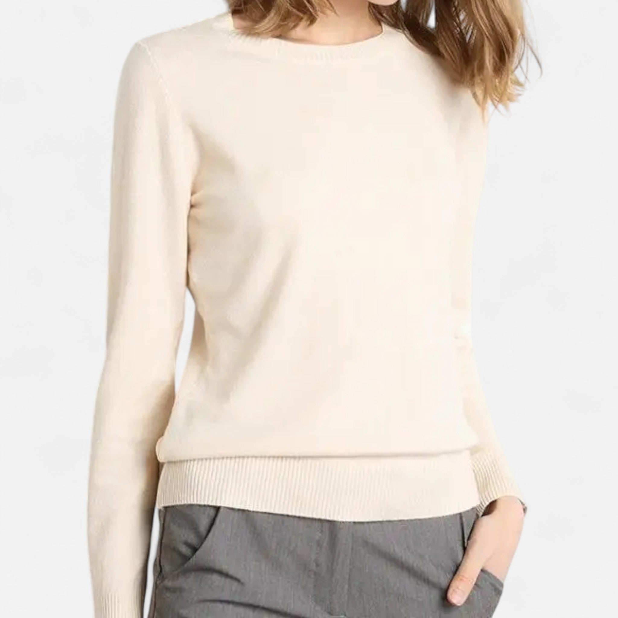 Elvaine | Women’s Merino Sweater – Classic O-Neck Elegance