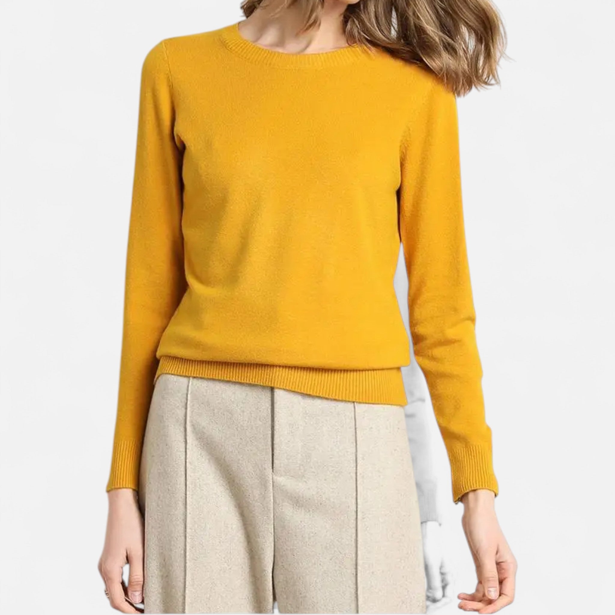 Elvaine | Women’s Merino Sweater – Classic O-Neck Elegance