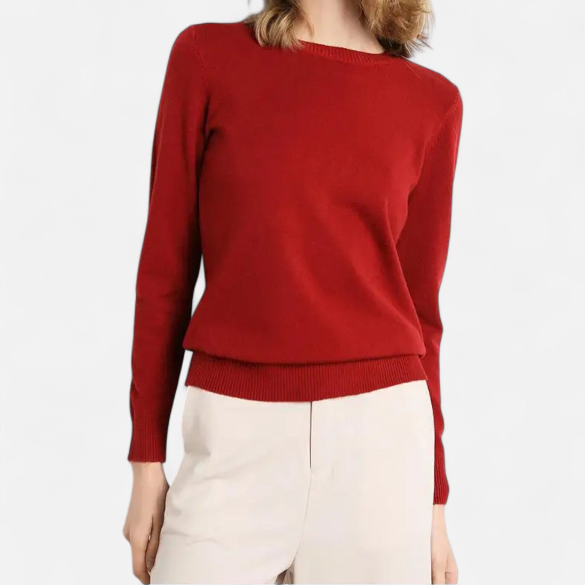 Elvaine | Women’s Merino Sweater – Classic O-Neck Elegance