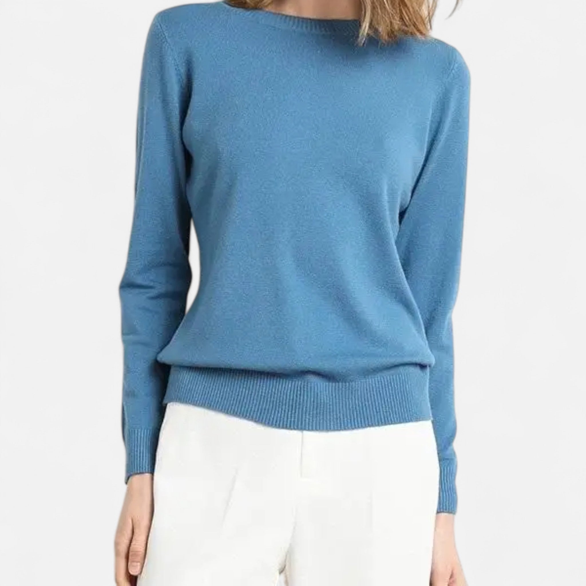 Elvaine | Women’s Merino Sweater – Classic O-Neck Elegance