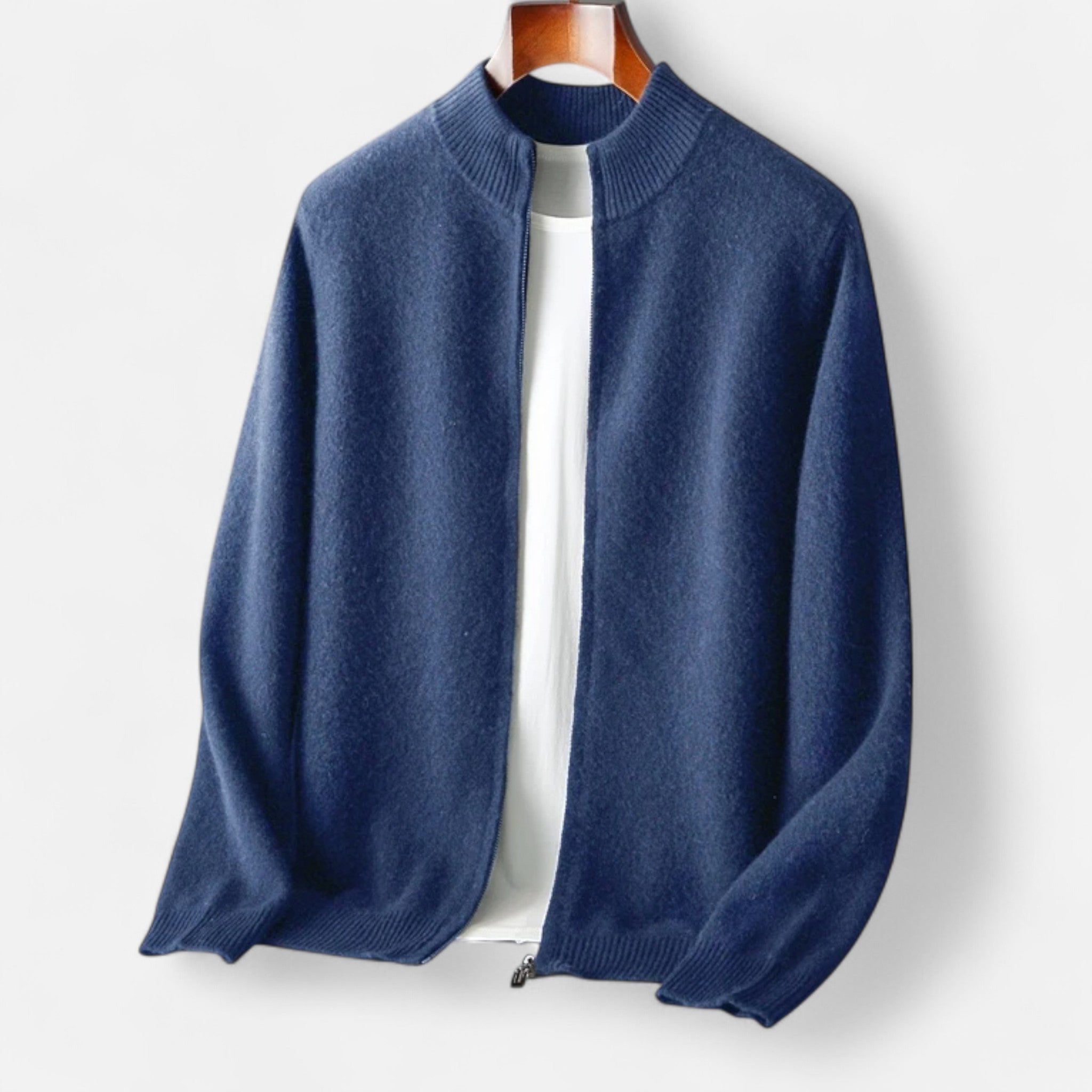 Elvaine | Men’s Merino Cardigan – Mock Collar Heritage Knit