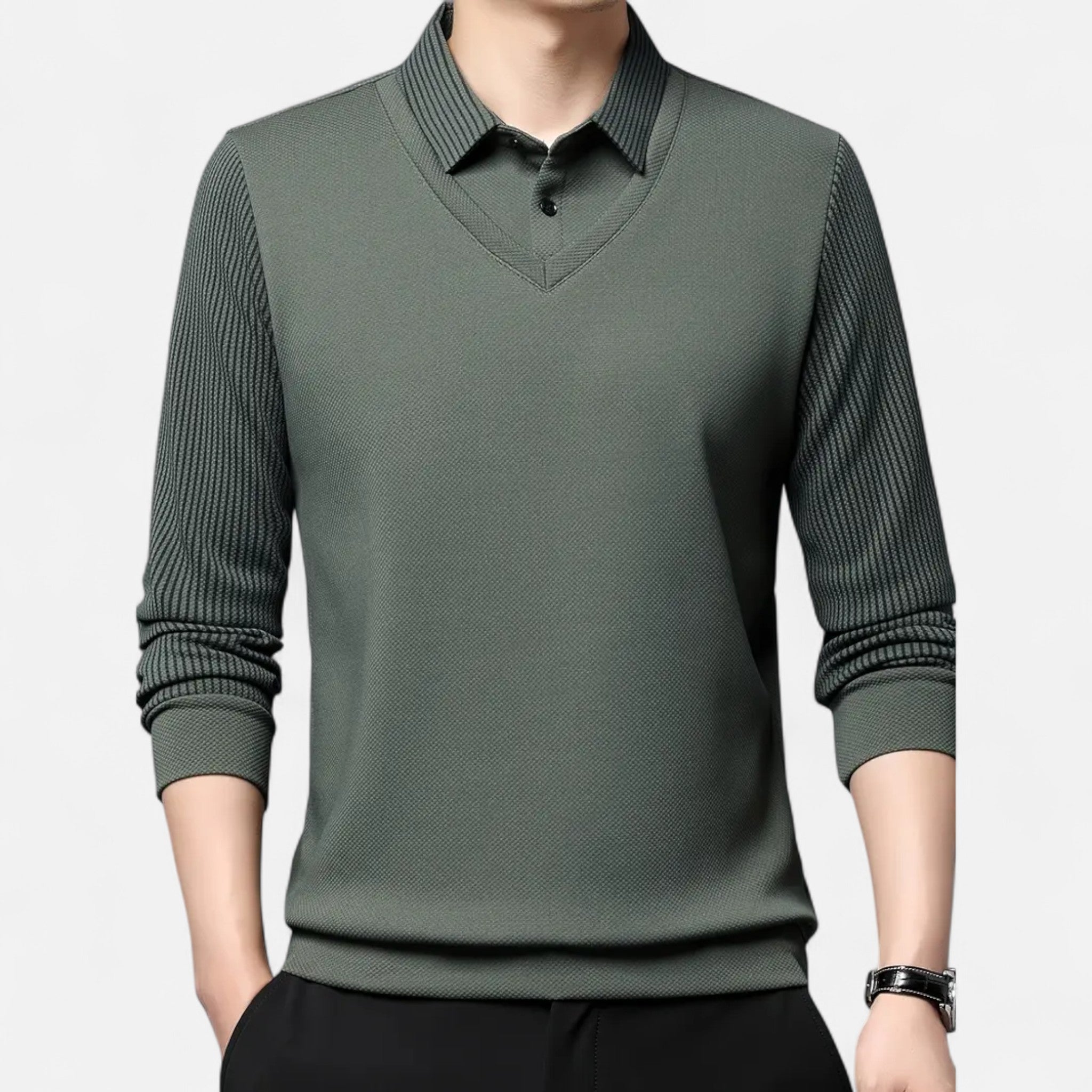 Elvaine | Men’s Long Sleeve Shirt – Refined Two-Piece Style