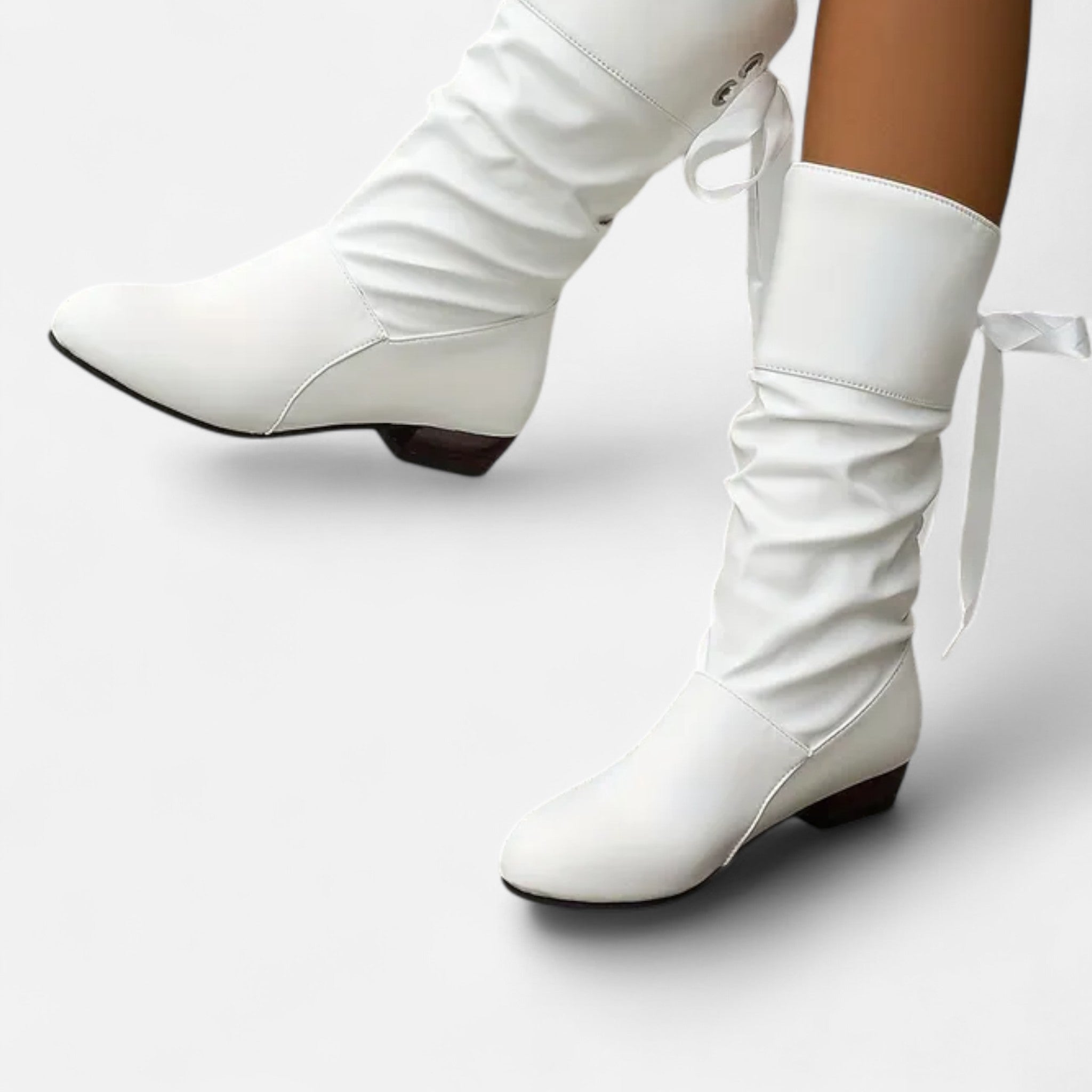 Elvaine | Women’s Mid-Calf Boots – Lace-Up Chunky Heel Elegance