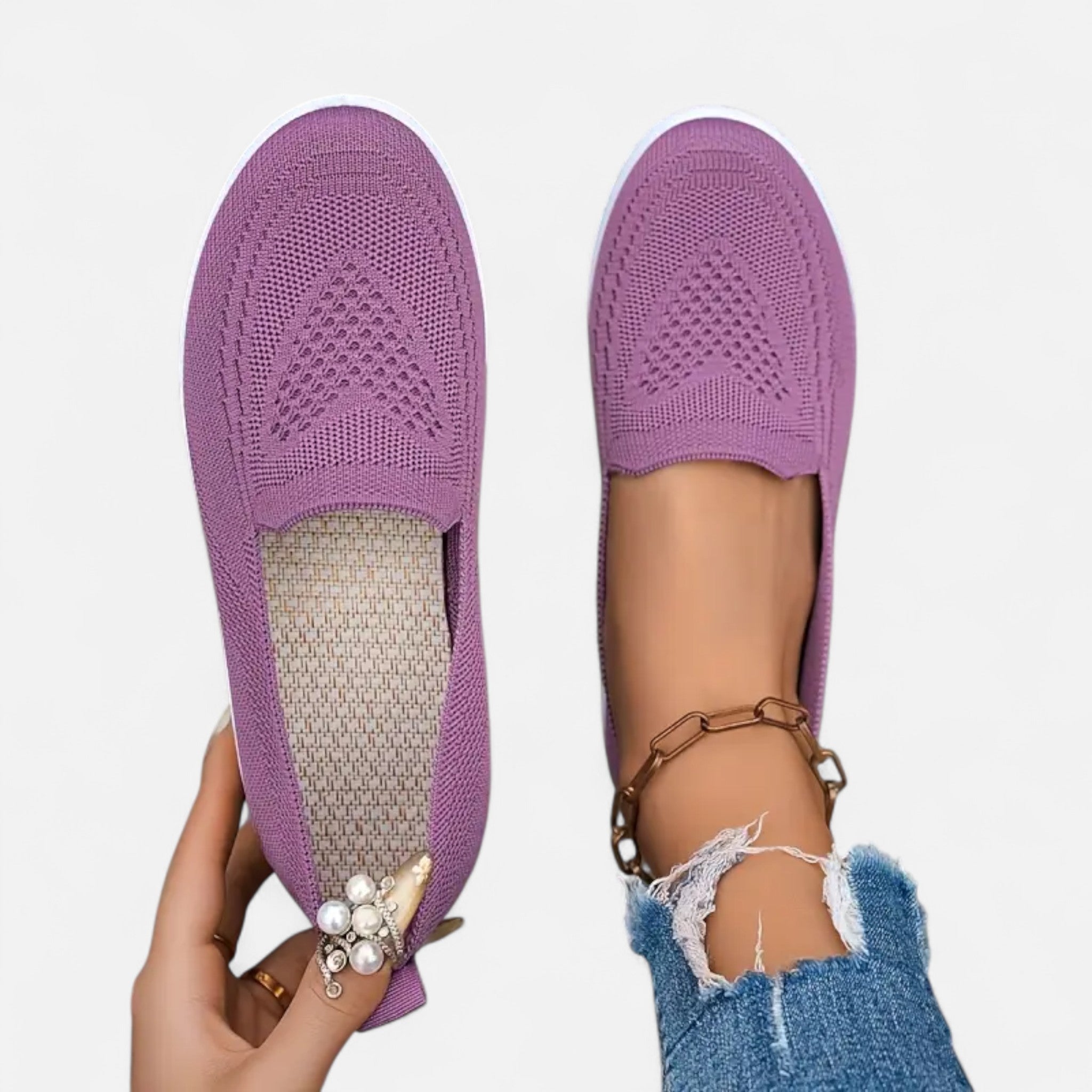 Elvaine | Women’s Knit Flats – Lightweight Slip-On Elegance