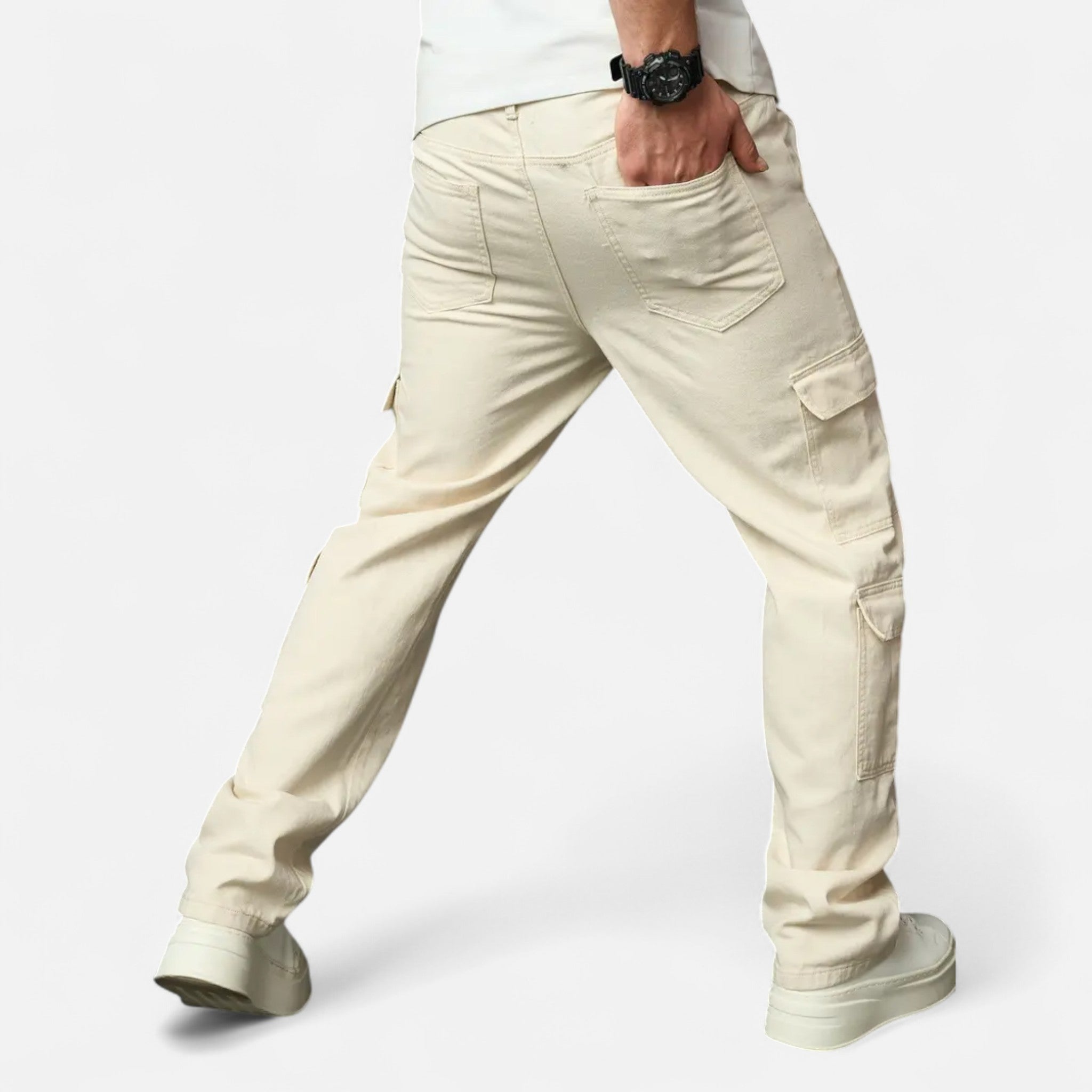 Elvaine | Men’s Denim Jeans – Loose-Fit Beige Classic
