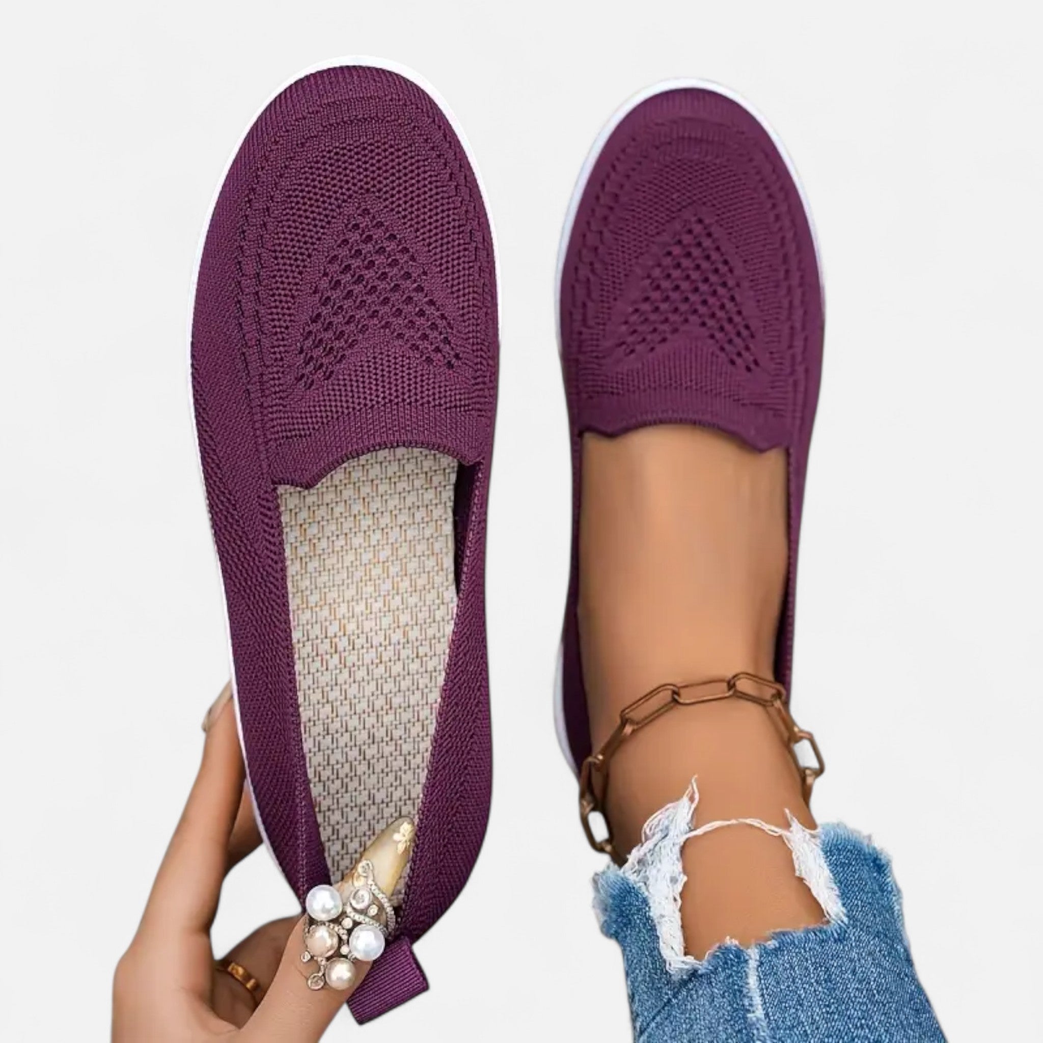 Elvaine | Women’s Knit Flats – Lightweight Slip-On Elegance