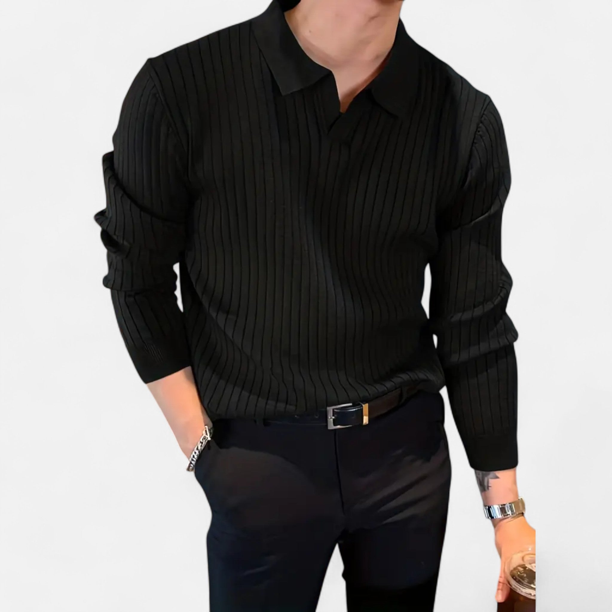 Elvaine | Men’s Polo Knit – Refined Autumn Classic