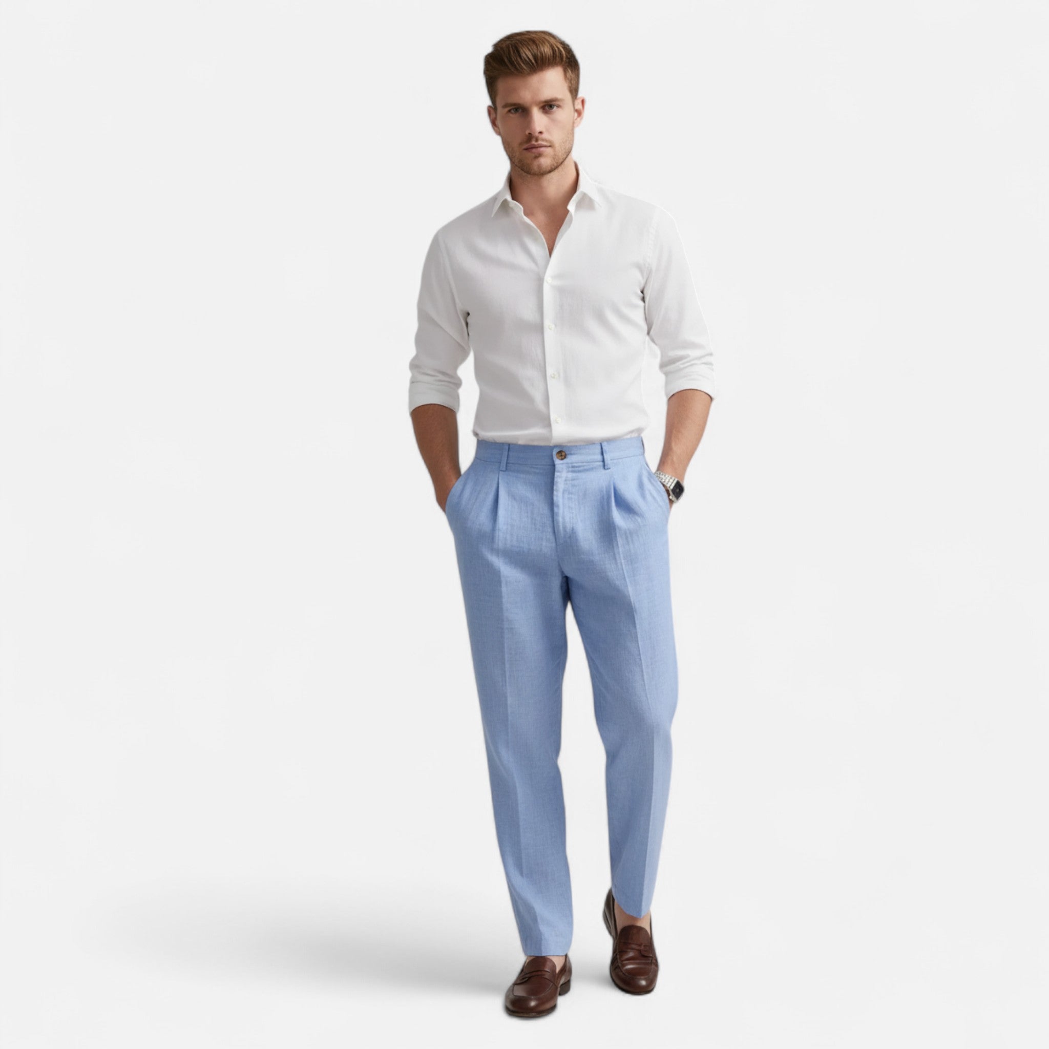 Elvaine | Men’s Formal Trousers – Light Blue Classic