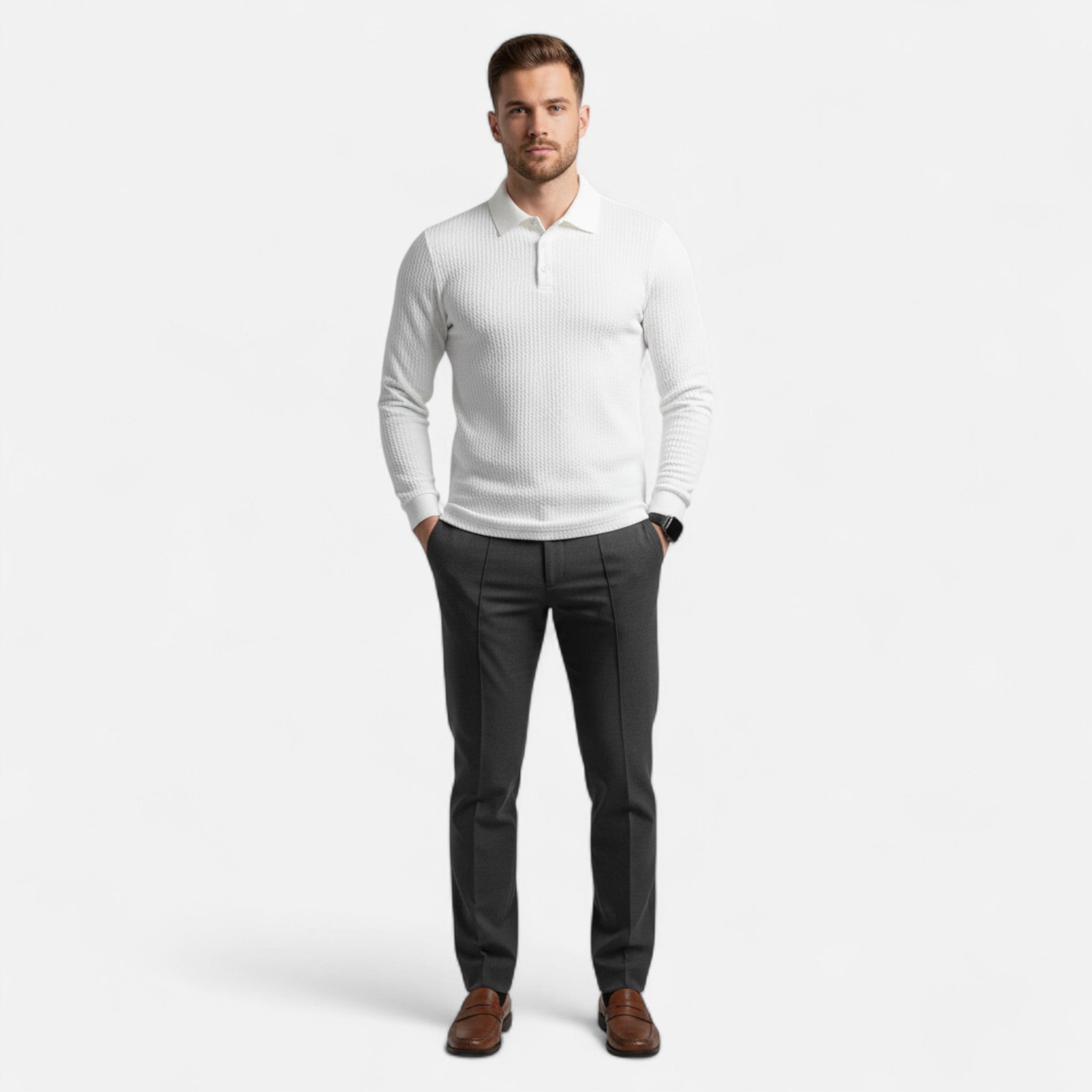 Elvaine | Men’s Full-Sleeve Polo – Refined Casual Style