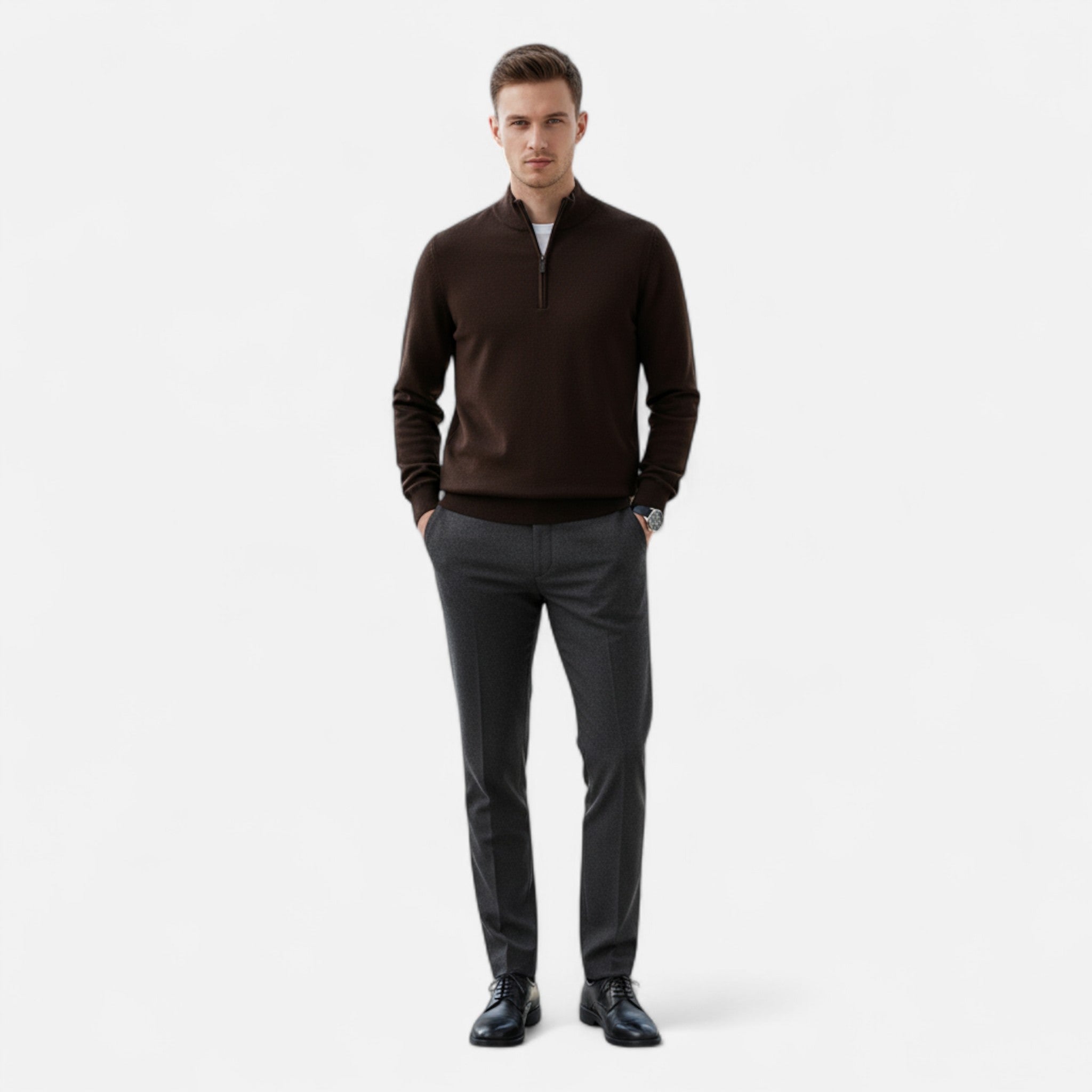 Elvaine | Men’s Merino Pullover – Half-Zip Heritage Style