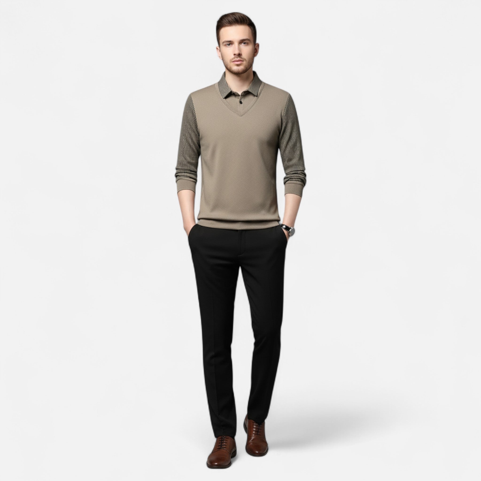 Elvaine | Men’s Long Sleeve Shirt – Refined Two-Piece Style