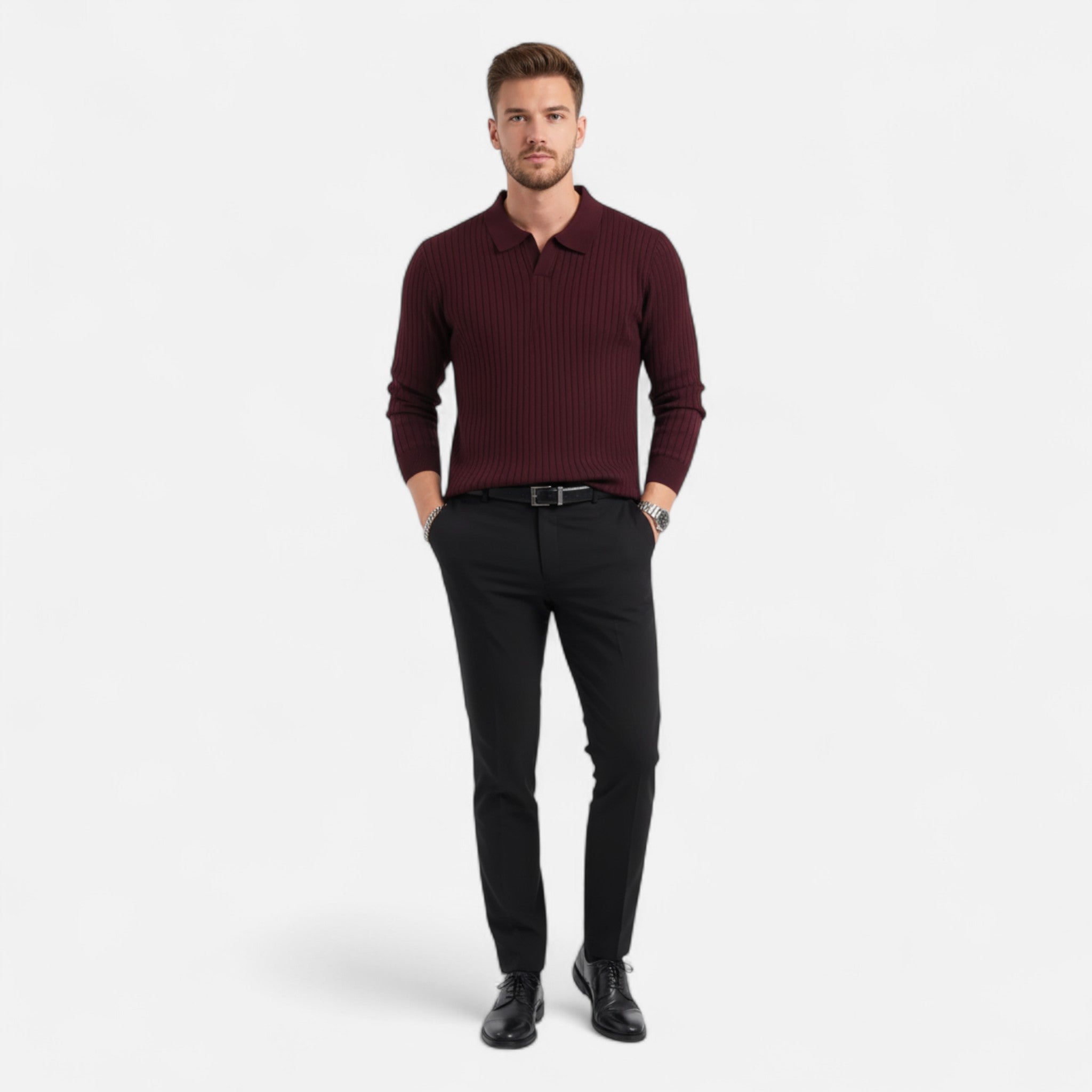 Elvaine | Men’s Polo Knit – Refined Autumn Classic