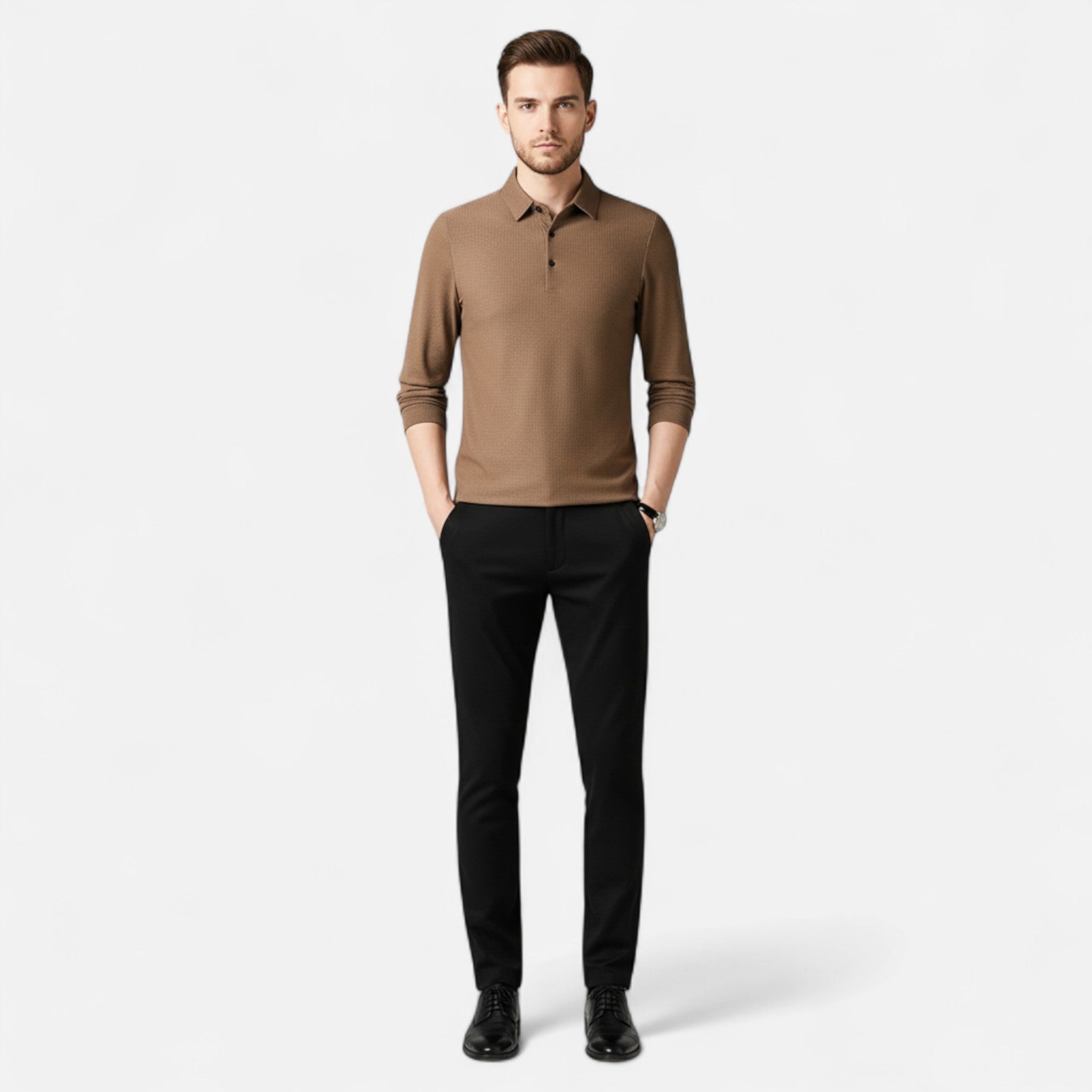 Elvaine | Men’s Long Sleeve Polo – Refined Comfort