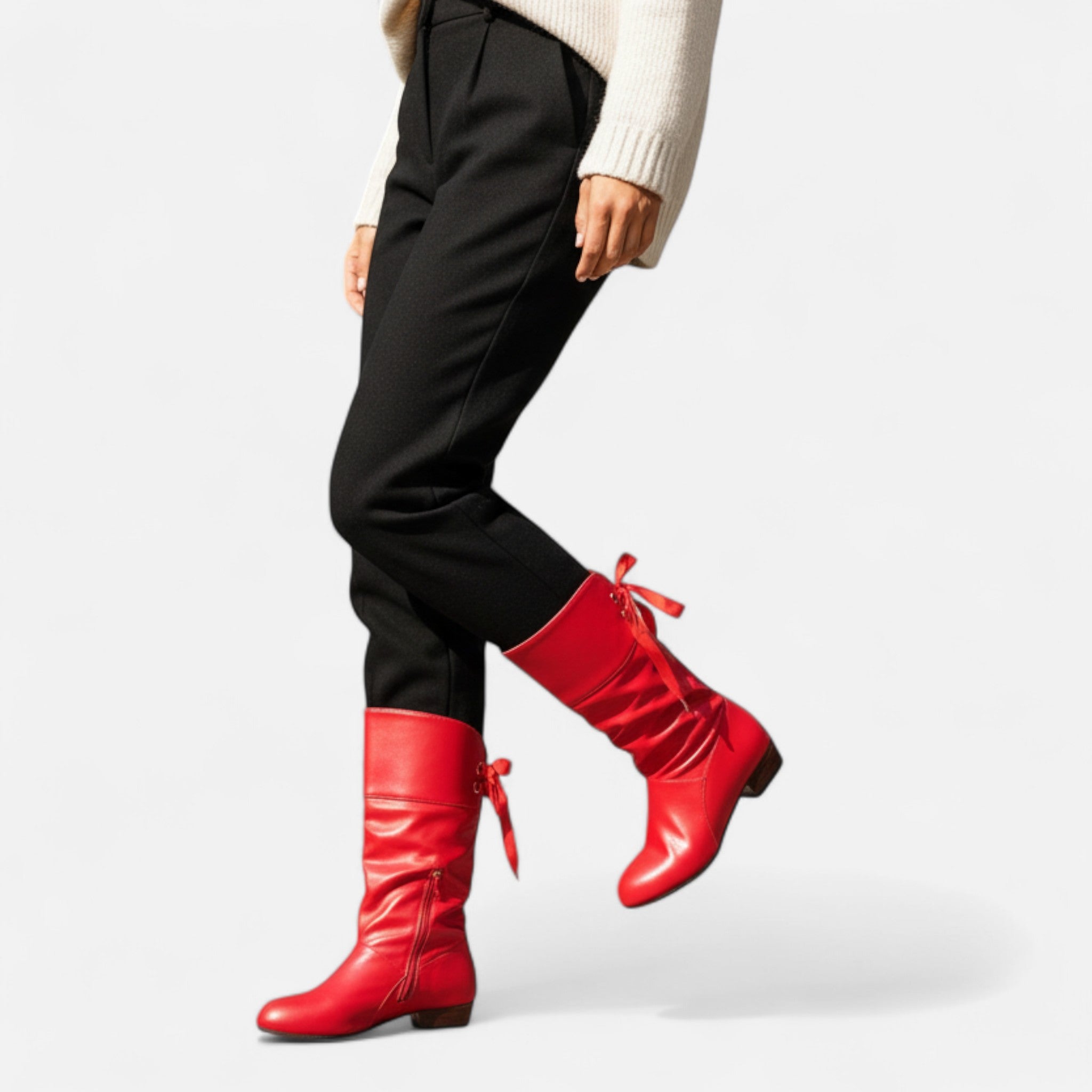 Elvaine | Women’s Mid-Calf Boots – Lace-Up Chunky Heel Elegance