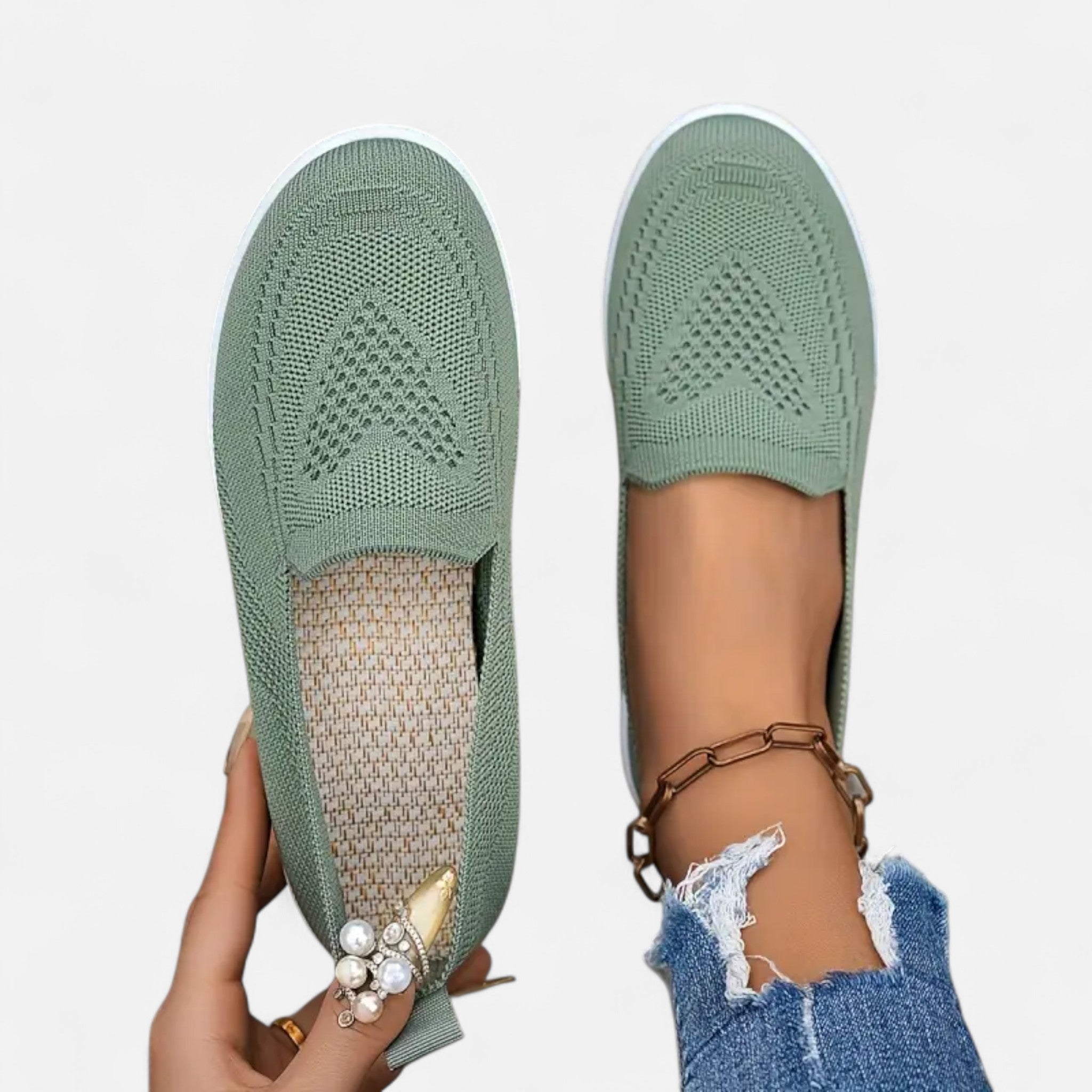 Elvaine | Women’s Knit Flats – Lightweight Slip-On Elegance