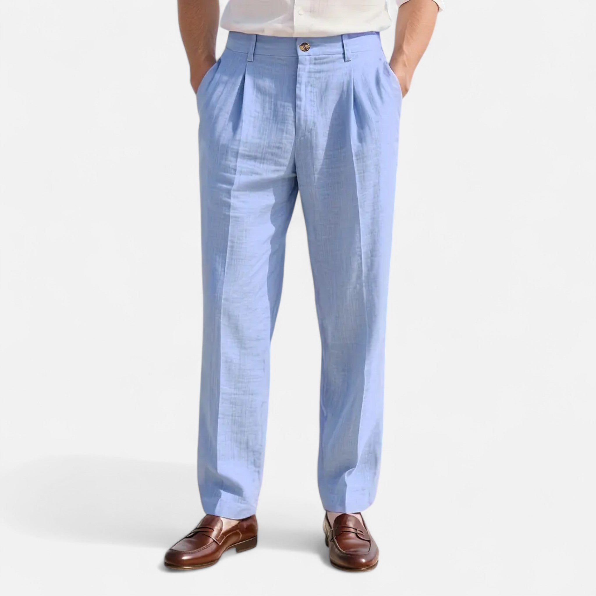 Elvaine | Men’s Formal Trousers – Light Blue Classic