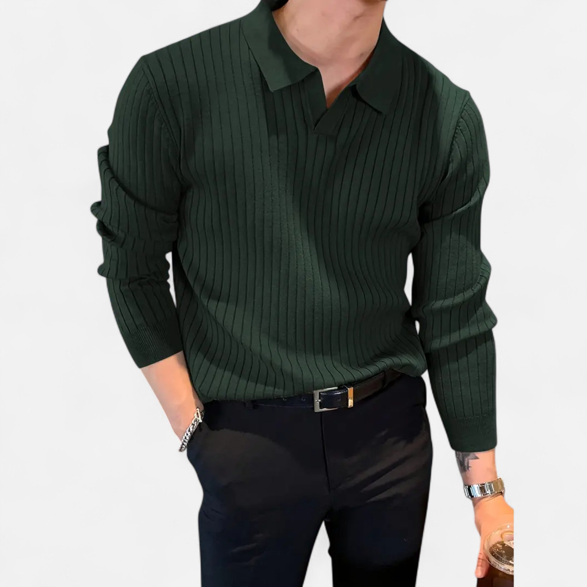 Elvaine | Men’s Polo Knit – Refined Autumn Classic