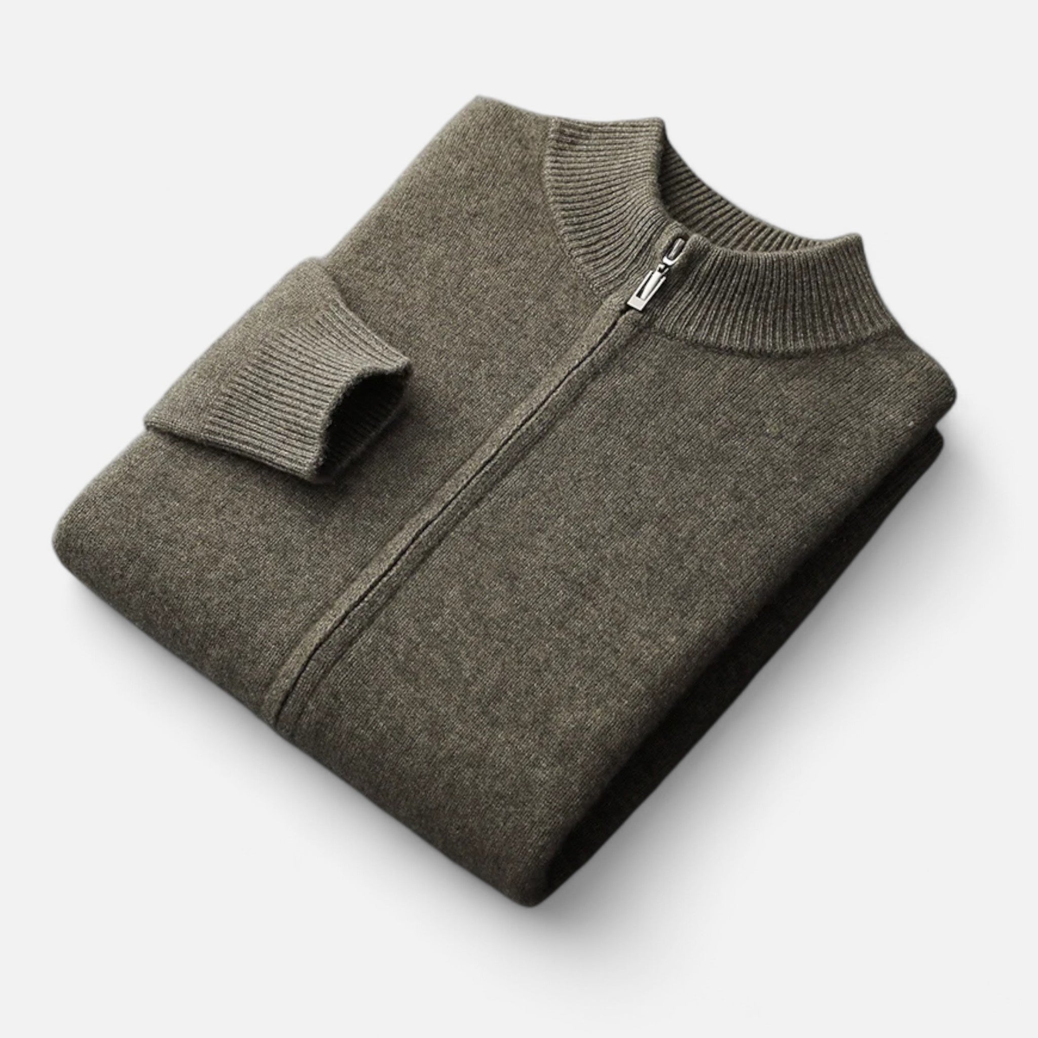 Elvaine | Men’s Merino Cardigan – Mock Collar Heritage Knit